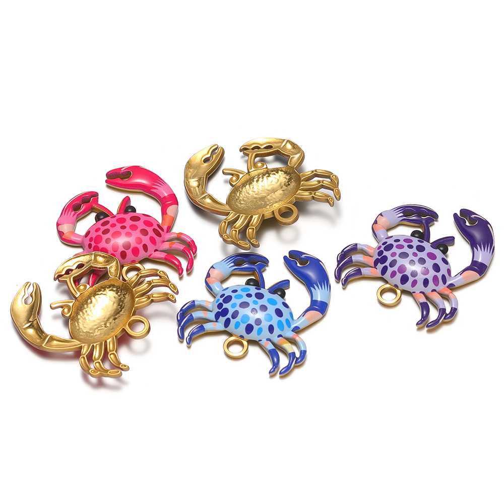 Jewelry Making For Kids - 4 buah liontin kepiting berwarna cerah