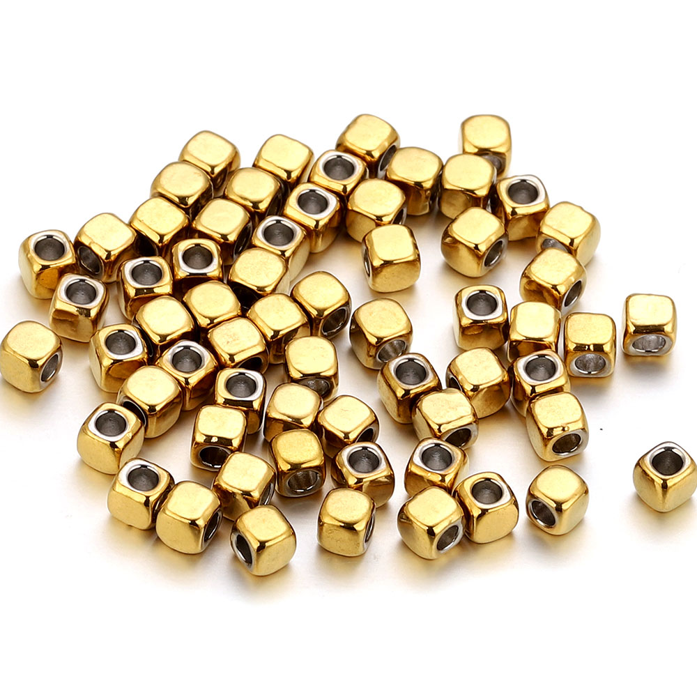 Jewelry Making Supplies Wholesale - 50pcs Manik-Manik Spacer Persegi Stainless Steel