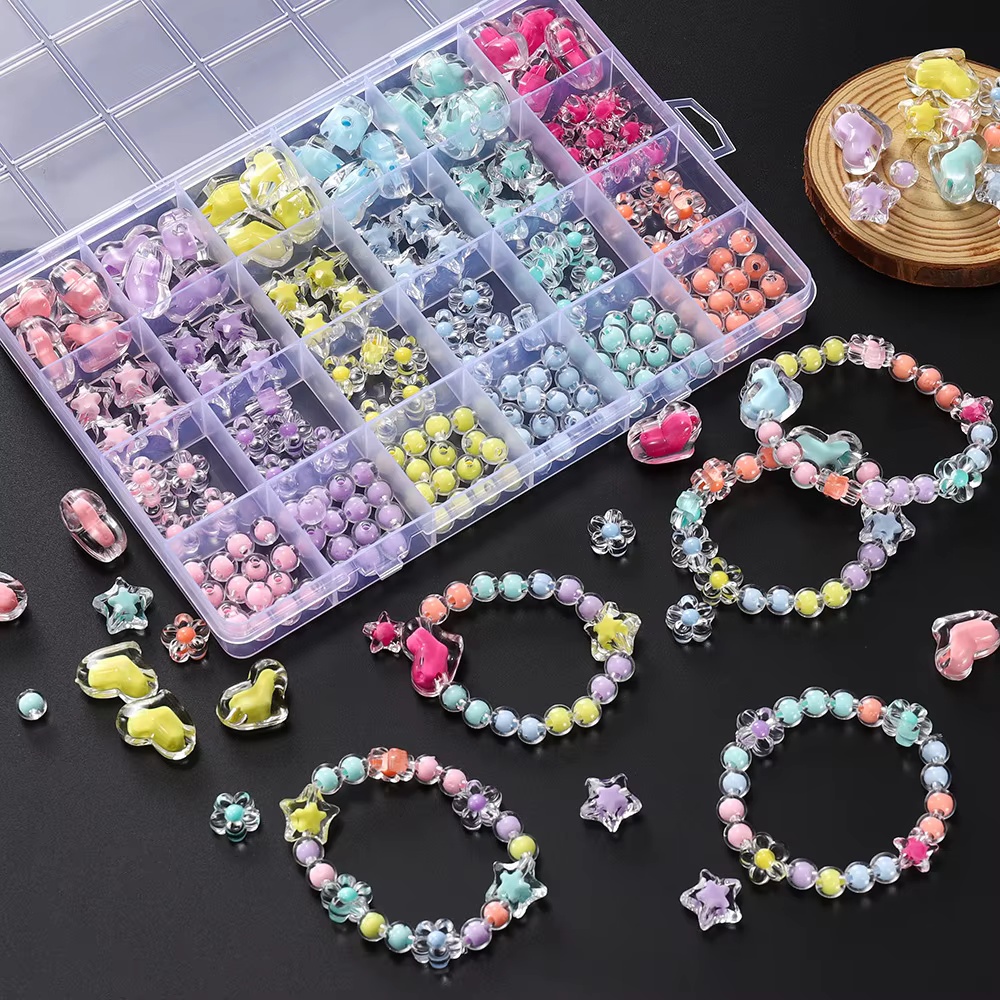 Jewelry Making Kits For Kids - 174pcs/Kotak Manik-manik Akrilik Bentuk Hati Bunga