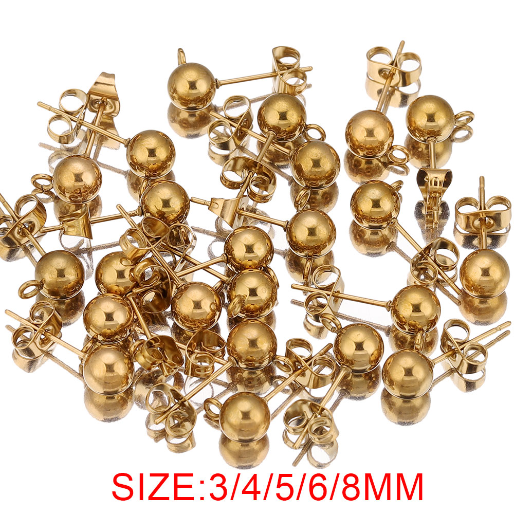 Jewelry Making Supplies Wholesale - 20 pcs Anting Tusuk Bola Bulat