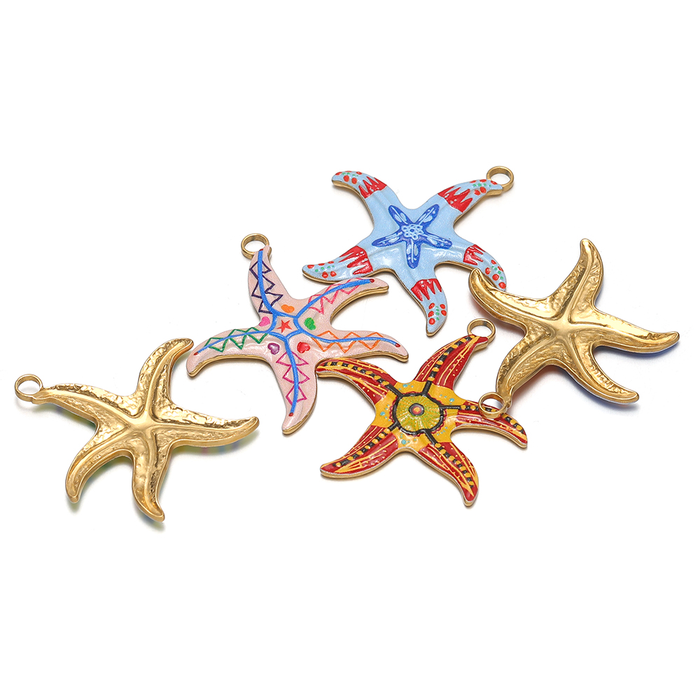 Jewelry Making For Kids - 4 buah liontin bintang laut enamel
