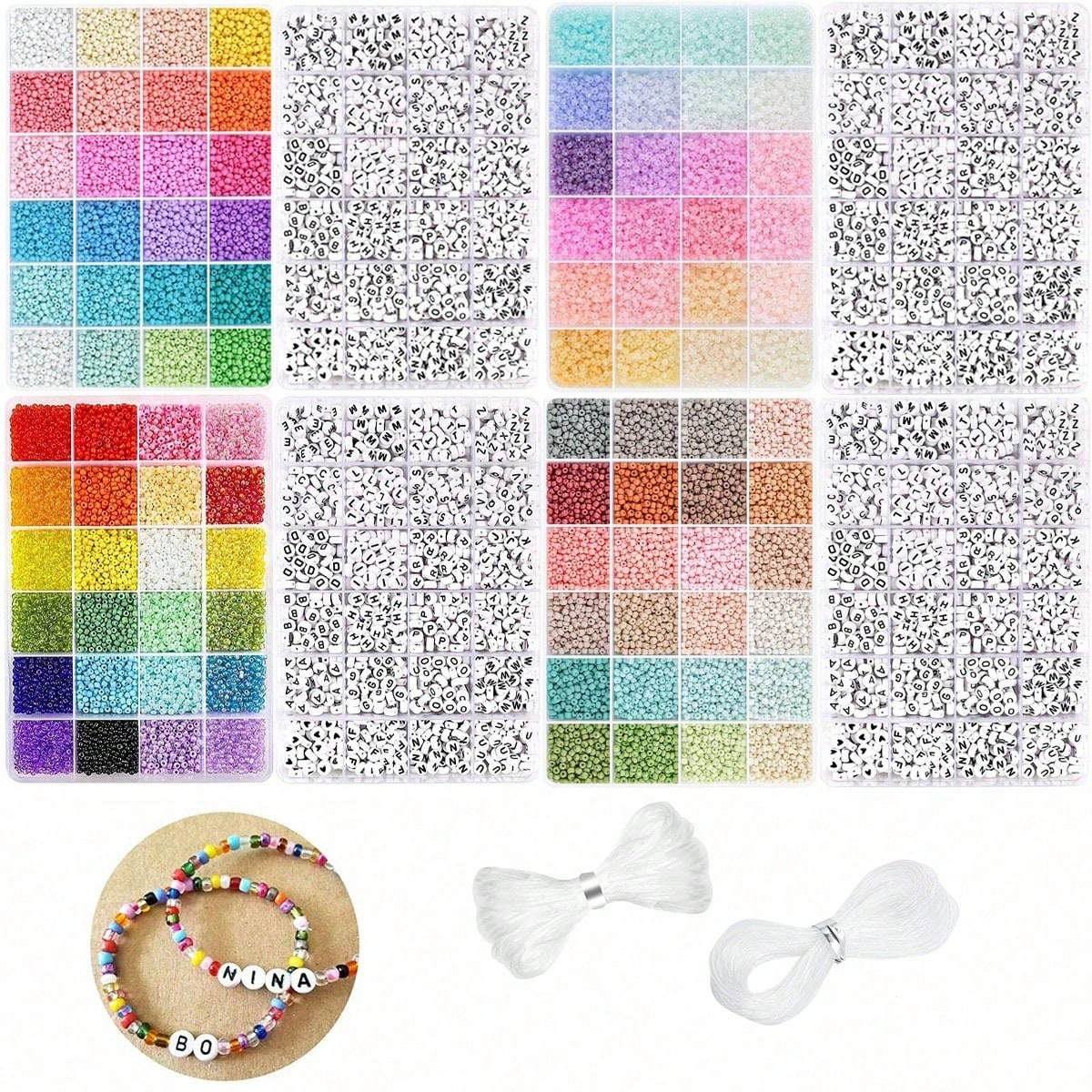 Jewelry Making Kits For Kids - 5760pcs Kotak 24 Grid Manik-manik Biji