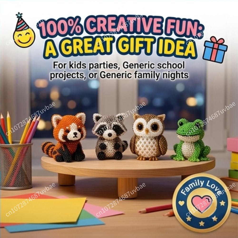 Jewelry Making Kits For Kids - Set Kerajinan Manik-Manik Hewan 3D Mini,