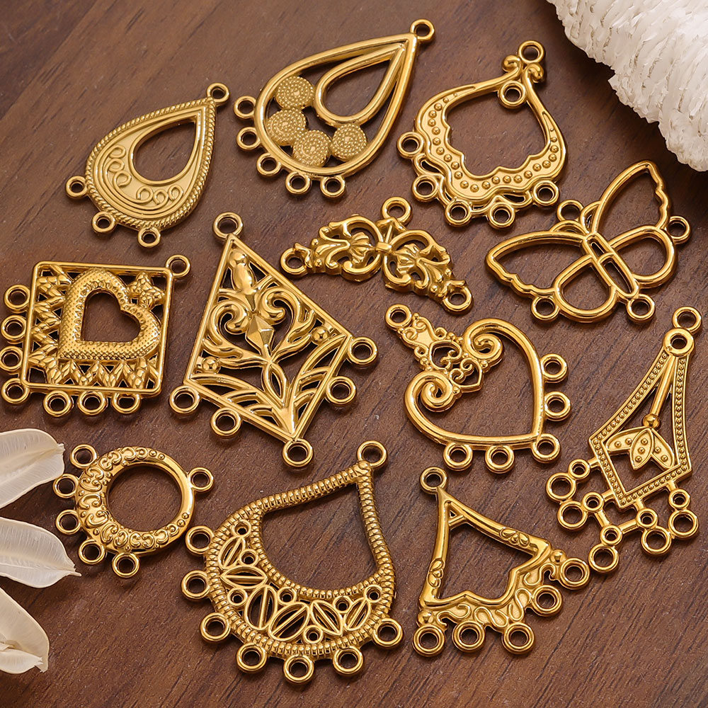 Jewelry Making Supplies Wholesale - 5 Buah Liontin Berongga Emas Boho