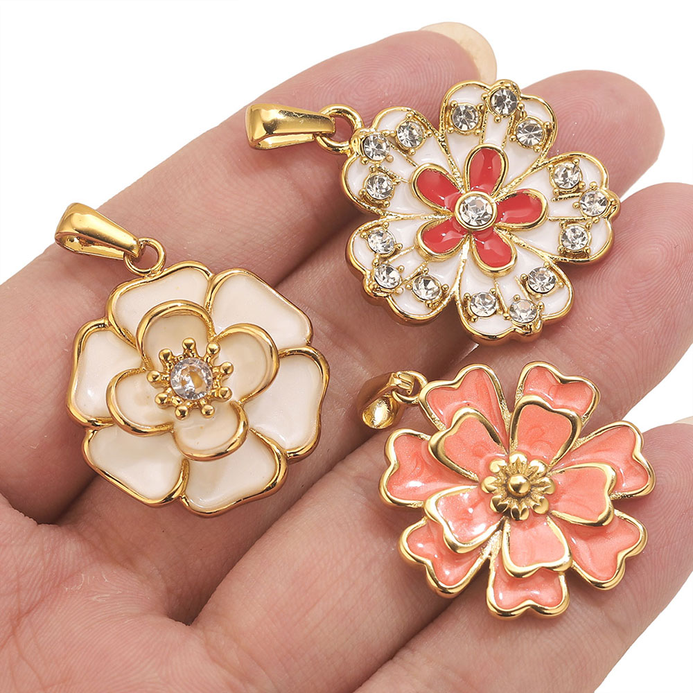 2PCS Liontin Bunga Besar Ename - Jewelry Making Supplies Wholesale ulasan dan harga