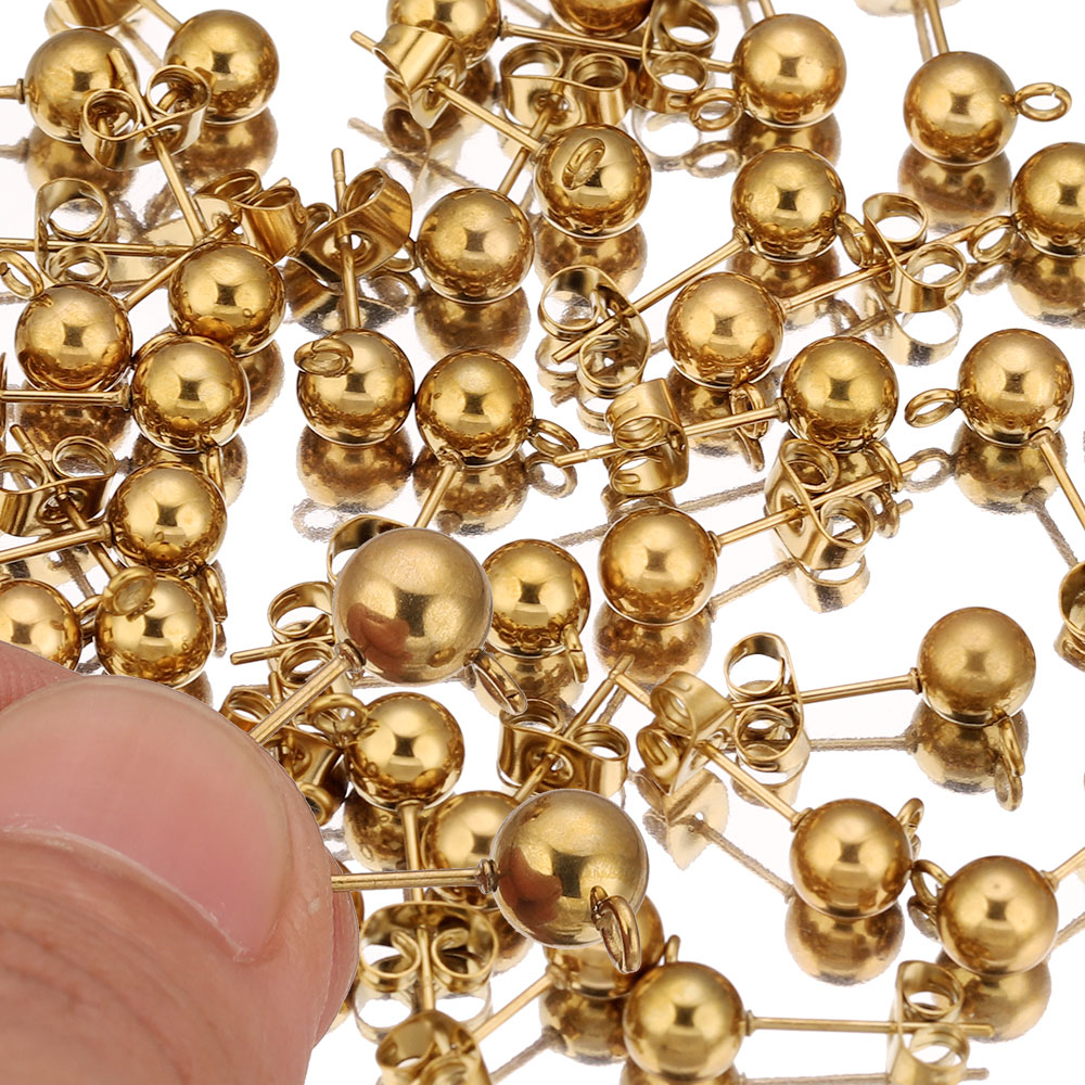 20 pcs Anting Tusuk Bola Bulat - Jewelry Making Supplies Wholesale ulasan dan harga