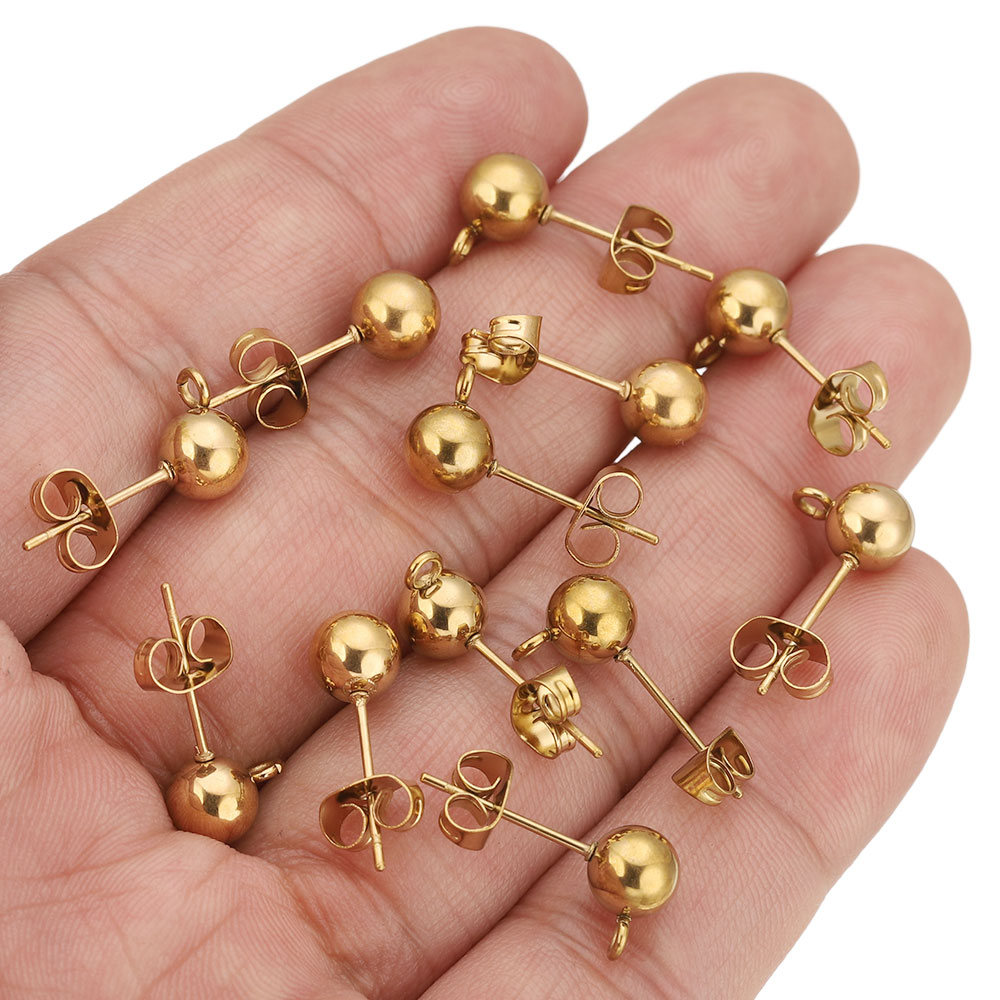20 pcs Anting Tusuk Bola Bulat - Jewelry Making Supplies Wholesale ulasan dan harga