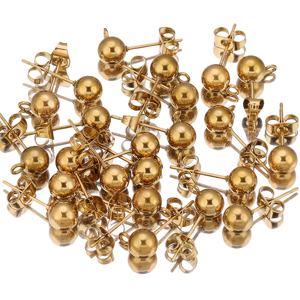20 pcs Anting Tusuk Bola Bulat - Jewelry Making Supplies Wholesale ulasan dan harga